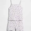 Ensemble pyjama pour enfant en coton brossé bio : caraco et shorts