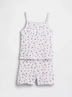 Ensemble pyjama pour enfant en coton brossé bio : caraco et shorts