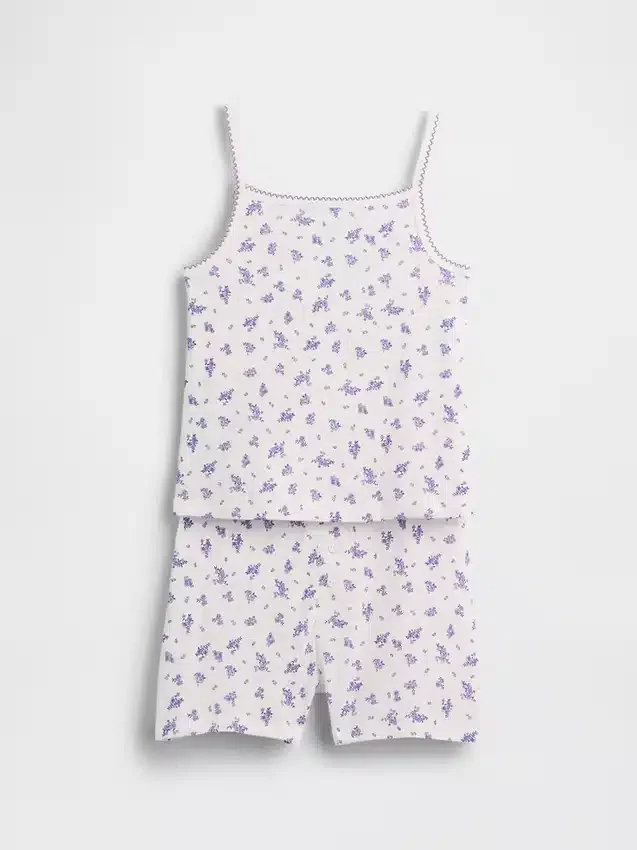 Ensemble pyjama pour enfant en coton brossé bio : caraco et shorts