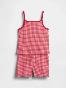 Ensemble pyjama pour enfant en coton brossé bio : caraco et shorts
