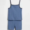 Ensemble pyjama pour enfant en coton brossé bio : caraco et shorts