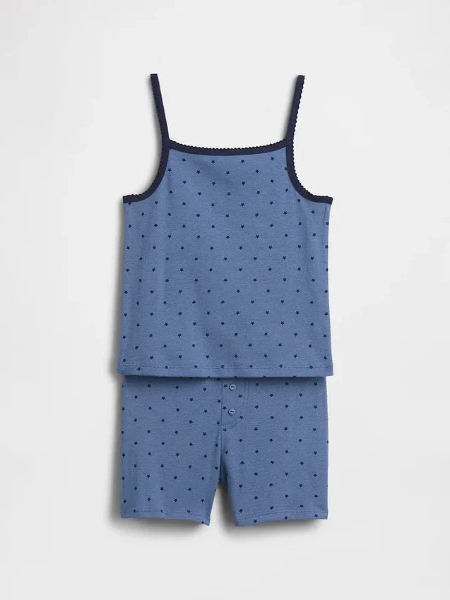 Ensemble pyjama pour enfant en coton brossé bio : caraco et shorts