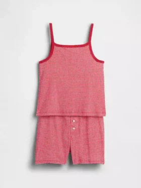 Ensemble pyjama pour enfant en coton brossé bio : caraco et shorts