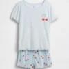 Ensemble pyjama pour enfant en maille côtelée recyclée avec Shorts