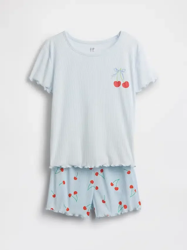 Ensemble pyjama pour enfant en maille côtelée recyclée avec Shorts