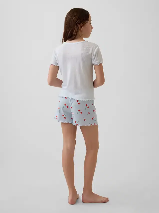 Ensemble pyjama pour enfant en maille côtelée recyclée avec Shorts