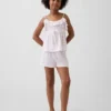 Ensemble pyjama pour enfant en tissu recyclé avec caraco à volants et shorts