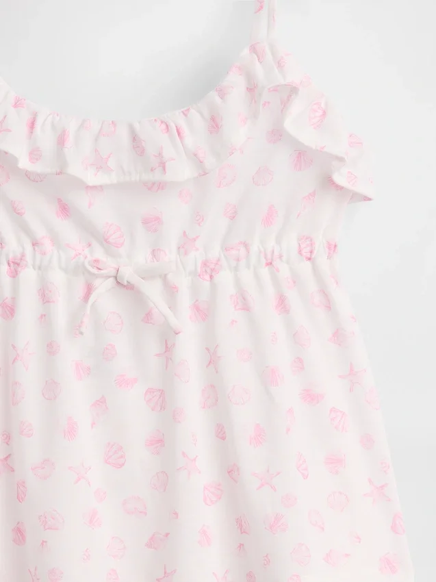 Ensemble pyjama pour enfant en tissu recyclé avec caraco à volants et shorts