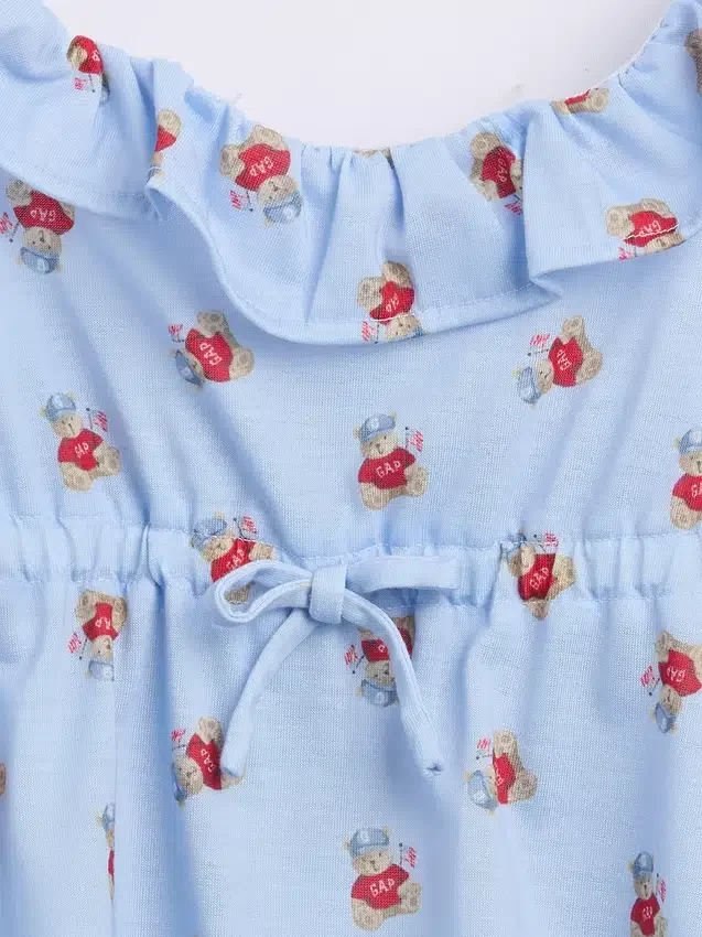 Ensemble pyjama pour enfant en tissu recyclé avec caraco à volants et shorts