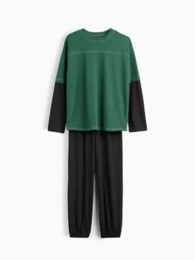 Ensemble pyjama pour enfants en tissu recyclé à blocs de couleur
