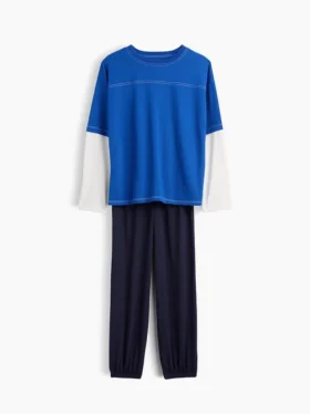 Ensemble pyjama pour enfants en tissu recyclé à blocs de couleur