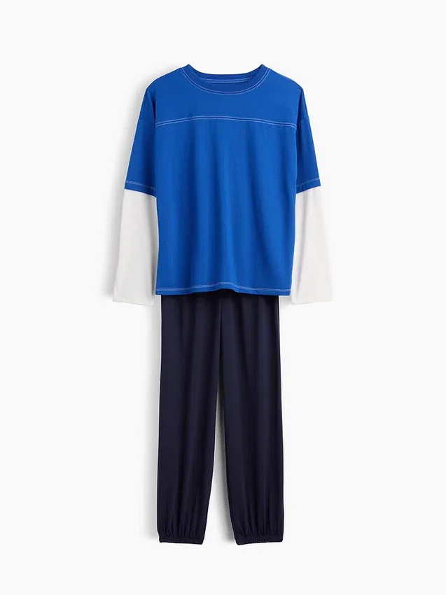 Ensemble pyjama pour enfants en tissu recyclé à blocs de couleur