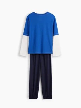 Ensemble pyjama pour enfants en tissu recyclé à blocs de couleur