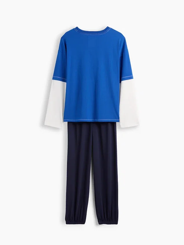 Ensemble pyjama pour enfants en tissu recyclé à blocs de couleur