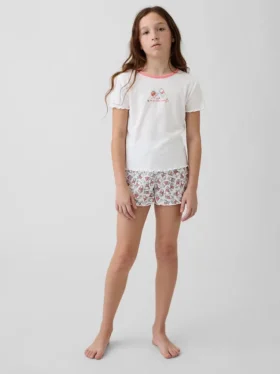 Ensemble pyjama pour enfants Winnie l'ourson en jersey côtelé recyclé avec Shorts