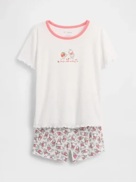 Ensemble pyjama pour enfants Winnie l’ourson en jersey côtelé recyclé avec Shorts