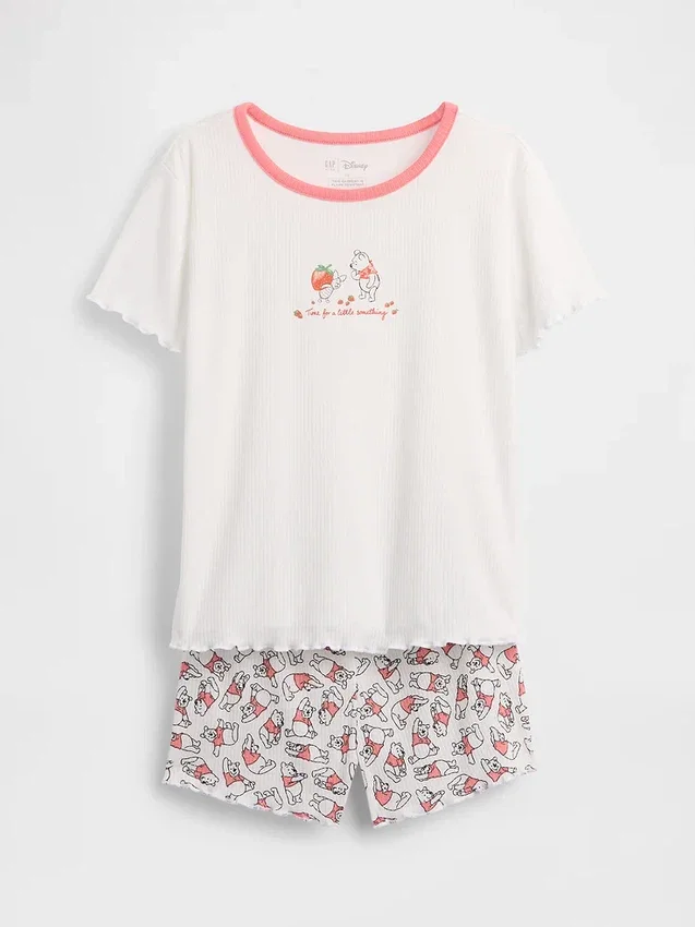 Ensemble pyjama pour enfants Winnie l'ourson en jersey côtelé recyclé avec Shorts