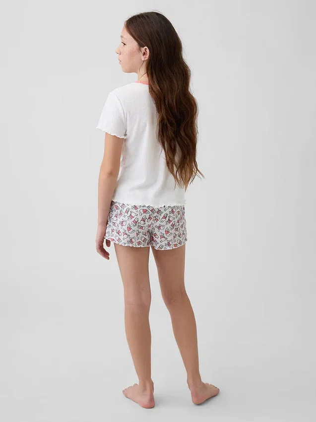 Ensemble pyjama pour enfants Winnie l'ourson en jersey côtelé recyclé avec Shorts