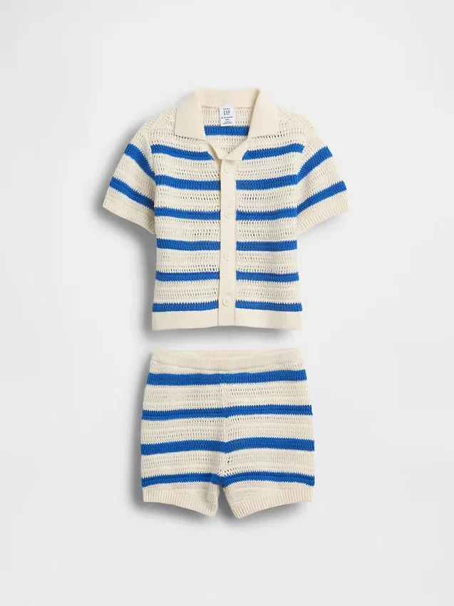 Ensemble rayé en crochet pour bébé