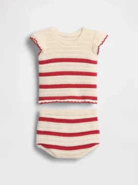 Ensemble rayé en crochet pour bébé