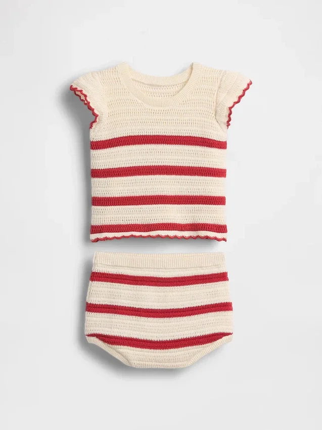 Ensemble rayé en crochet pour bébé