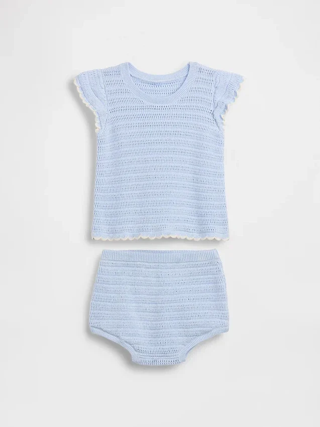 Ensemble rayé en crochet pour bébé