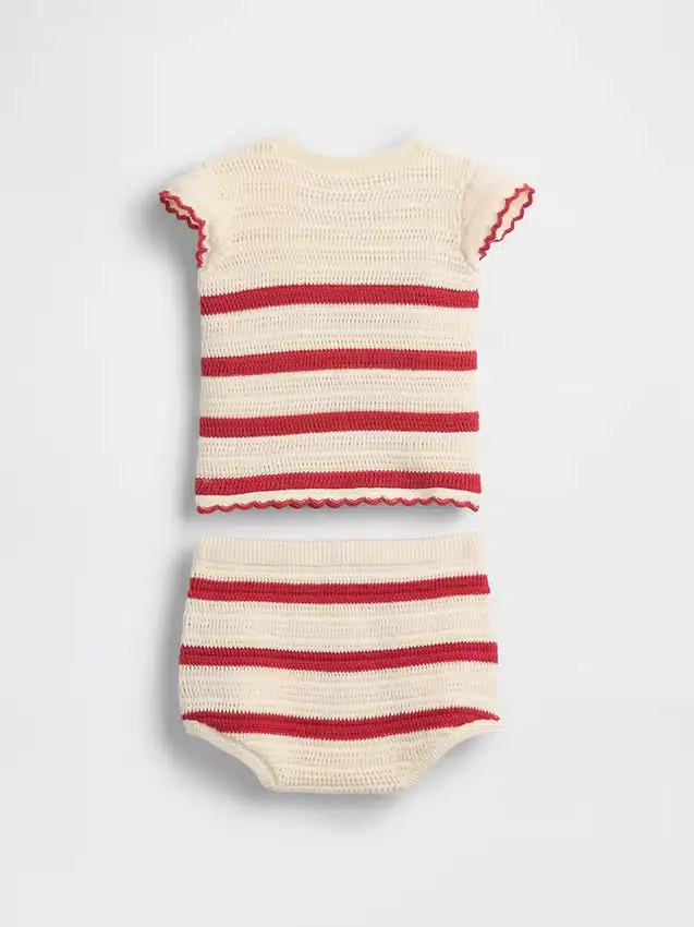 Ensemble rayé en crochet pour bébé
