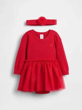 Ensemble robe-bodys en tulle pour bébé