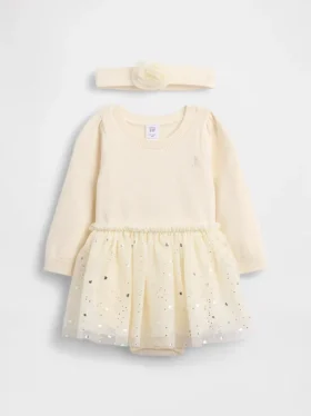 Ensemble robe-bodys en tulle pour bébé