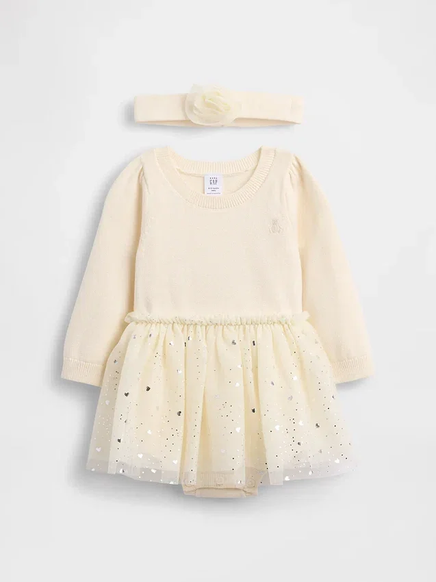 Ensemble robe-bodys en tulle pour bébé