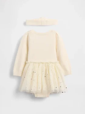 Ensemble robe-bodys en tulle pour bébé