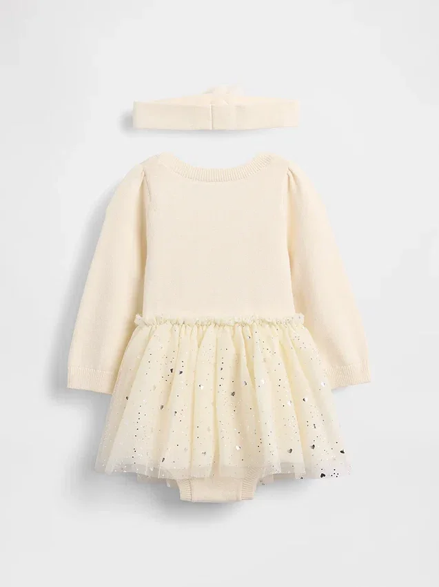 Ensemble robe-bodys en tulle pour bébé
