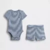 Ensemble short « Grow-With-Me » en maille finement côtelée pour bébé
