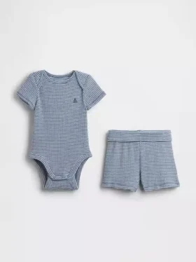 Ensemble short « Grow-With-Me » en maille finement côtelée pour bébé