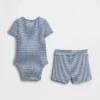 Ensemble short « Grow-With-Me » en maille finement côtelée pour bébé