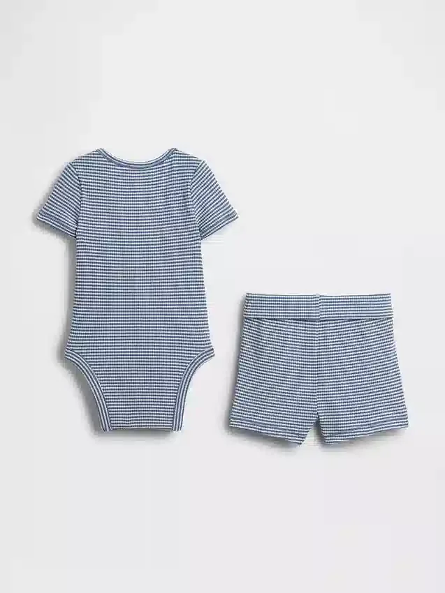 Ensemble short « Grow-With-Me » en maille finement côtelée pour bébé
