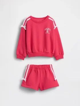 Ensemble sweat-shirt et short en molleton Vintagesoft avec nœud et logo pour Bébé & Enfant