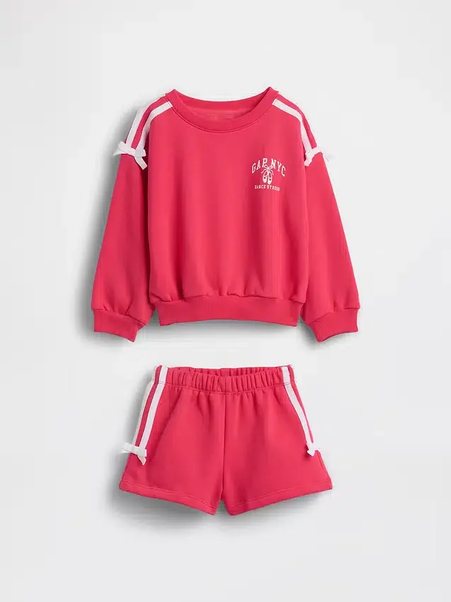 Ensemble sweat-shirt et short en molleton Vintagesoft avec nœud et logo pour Bébé & Enfant