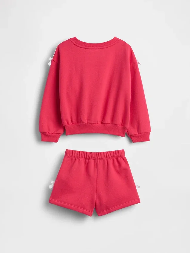 Ensemble sweat-shirt et short en molleton Vintagesoft avec nœud et logo pour Bébé & Enfant