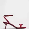 Escarpins à talons bobines, bout ouvert et lanières avec nœud en velours