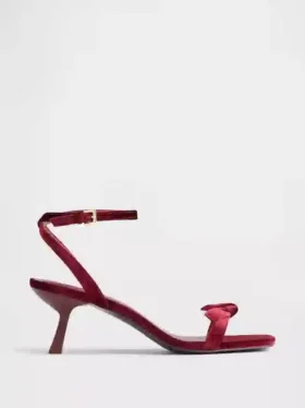 Escarpins à talons bobines, bout ouvert et lanières avec nœud en velours