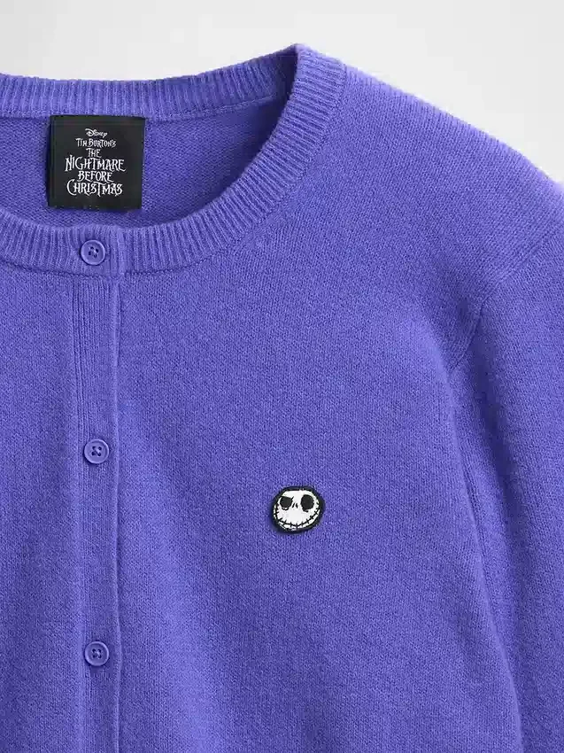 GAP × Disney « L'Étrange Noël de Monsieur Jack » de Tim Burton : cardigan CashSoft à motif de crânes