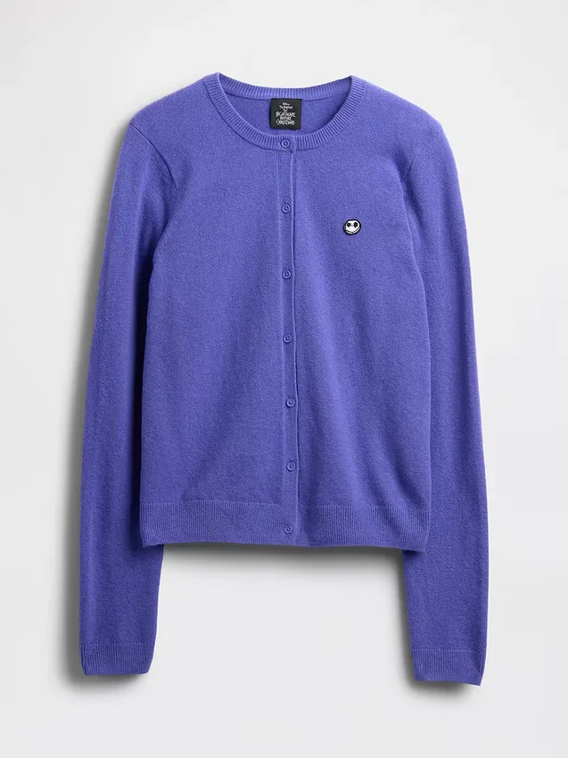 GAP × Disney « L'Étrange Noël de Monsieur Jack » de Tim Burton : cardigan CashSoft à motif de crânes