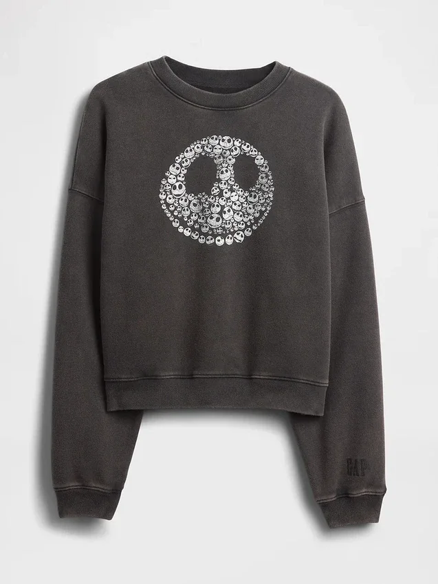 GAP × Disney « L'Étrange Noël de Monsieur Jack » de Tim Burton : sweat-shirt épais à motif de crânes