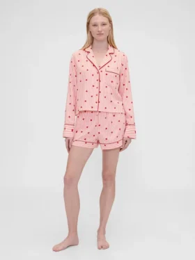 Gap × Summer Fridays : boxer de pyjama en flanelle à motifs de cœurs