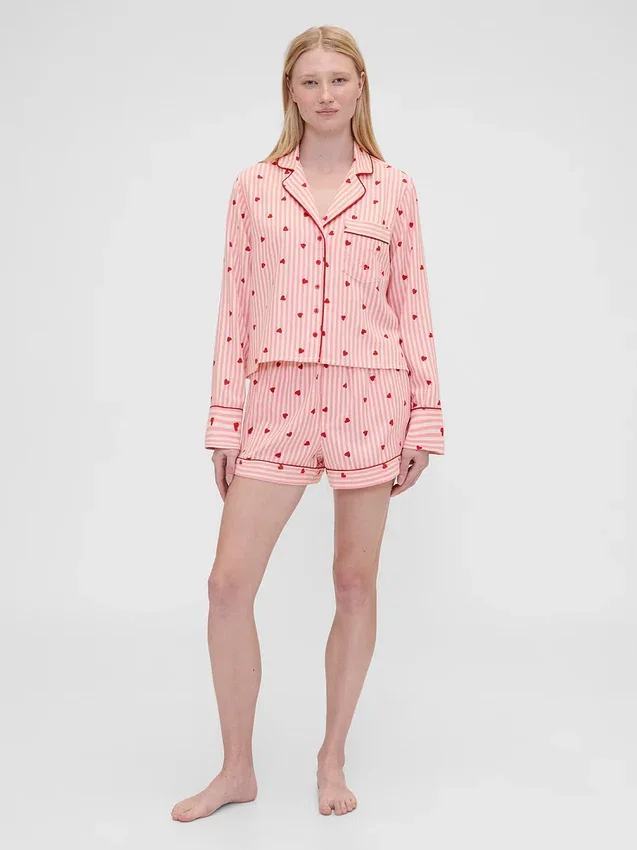 Gap × Summer Fridays : boxer de pyjama en flanelle à motifs de cœurs