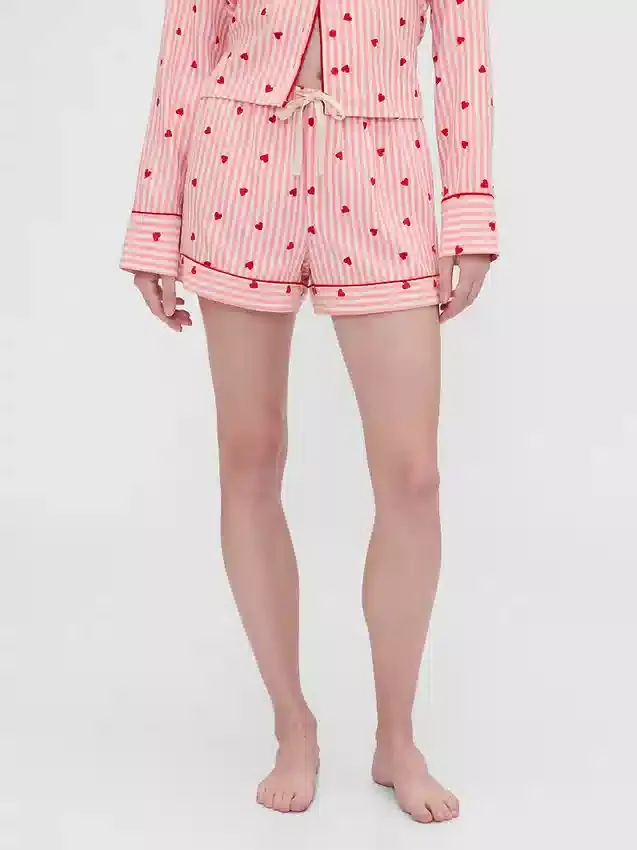 Gap × Summer Fridays : boxer de pyjama en flanelle à motifs de cœurs