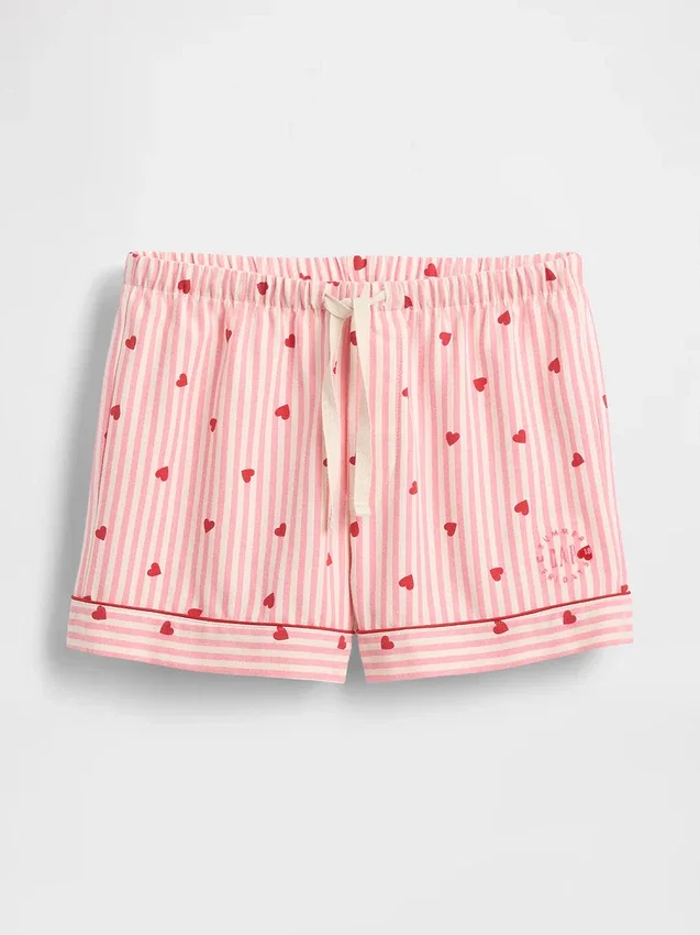 Gap × Summer Fridays : boxer de pyjama en flanelle à motifs de cœurs