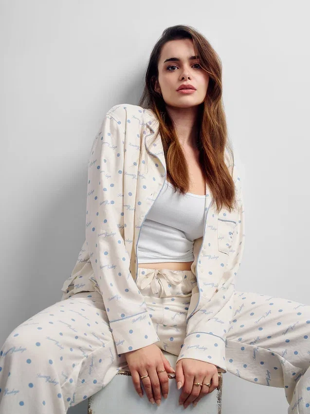 Chemise de pyjama en flanelle ample à pois GAP × Summer Fridays