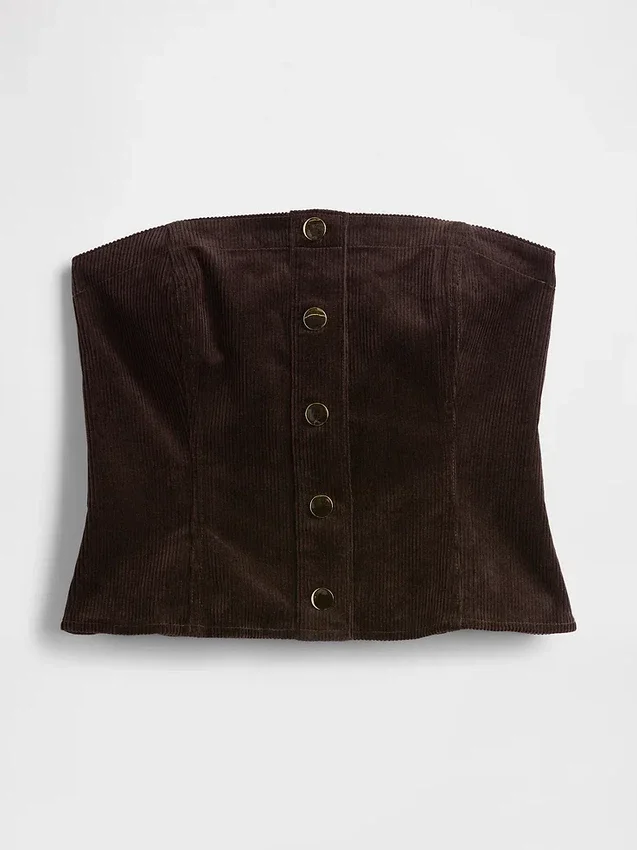 Gilet court sans bretelles en velours côtelé